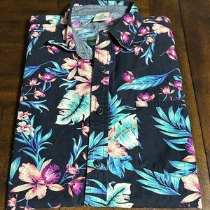 Hawaiian Floral Black Shirt